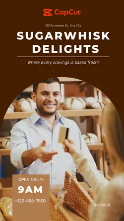 Food and Beverage Store Hours Flyer Tiktok Ad Brown and Red Orange Poster