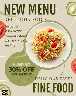 Fine Food New Menu Product Display Discount Green