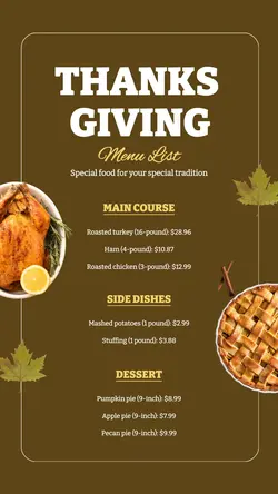 Thanksgiving Menu List Tiktok Post