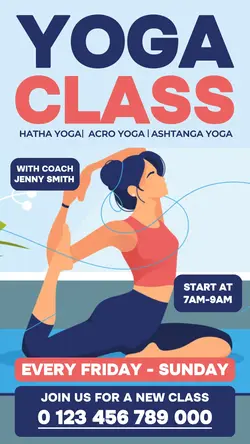 Yoga Class Promotion Instagram Story Blue Orange Flat Modern