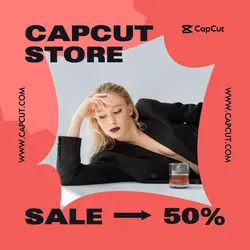 Fashion On Sale Instagram Post Red Minimalist