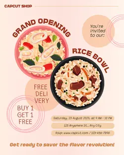 Food Rice Bowl Shop Grand Opening Instagram Portrait