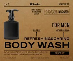 Men Skincare Body Wash Branding Retro