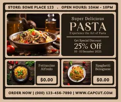 delicious pasta promotion facebook post