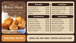 bakery menu instagram post