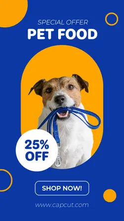 Blue and Yellow Pet Food Promotion Instagram Story