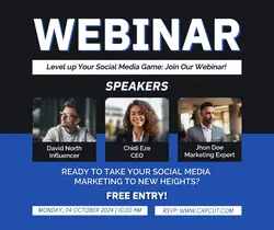 Black and Blue Modern Webinar Facebook Post