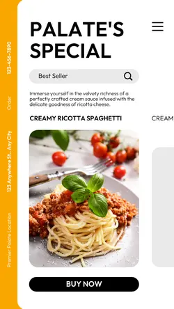 Food & Beverages Spaghetti Special Menu