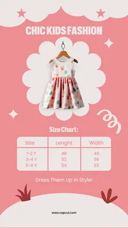 Fashion Kids Size Chart Product Display