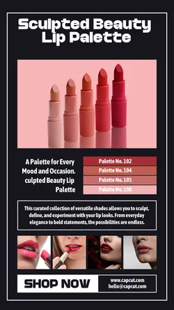 Beauty and Personal care Product Display Sculpted Beauty Lip Palette Instagram Story