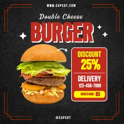 Cheese Burger Instagram Post Black