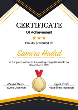 Non-marketing Certificate Winner Black Modern