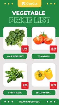 Food Vegetable Pricelist Instagram Story