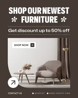 Brown Minimal Funiture Sales Instagram Post