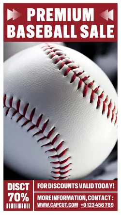 Premium Baseball Sale Promotion Instagram Story White Red Flat Modern