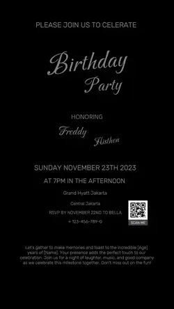 Non-Marketing Invitation Birthday Full Black