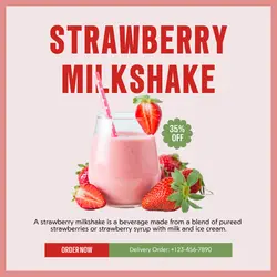 Strawberry Milkshake Promotion Instagram Post