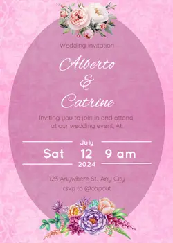 Invitation - Wedding Party Invitation Pink Color
