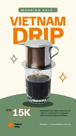 Vietnam Drip Coffee Shop Sale Instagram Story Vintage Minimalist Style