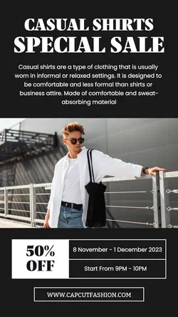 Fashion Casual Shirts Sale Instagram Story