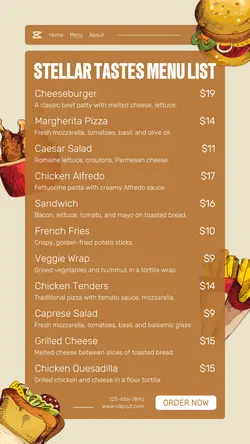 Restaurant Menu List Tiktok Post