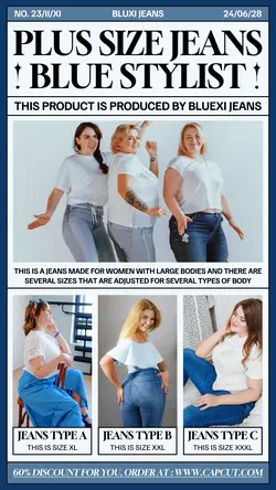 Plus Size Jeans Blue Stylist Promotion Tik Tok White Blue Minimalist