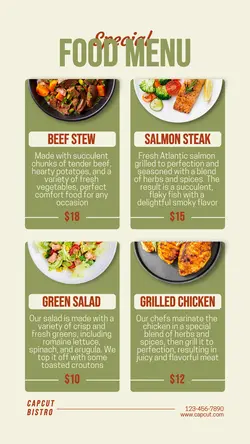 Food Menu Description Instagram Story