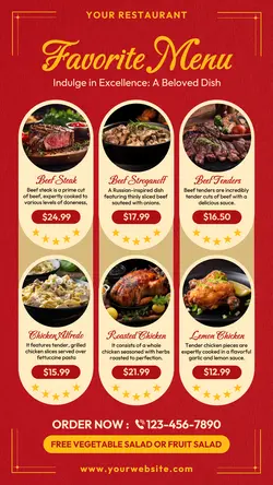 Food & Beverage Favorite Menu Instagram Story