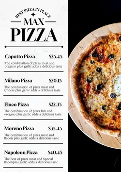 Food Pizza Menu List