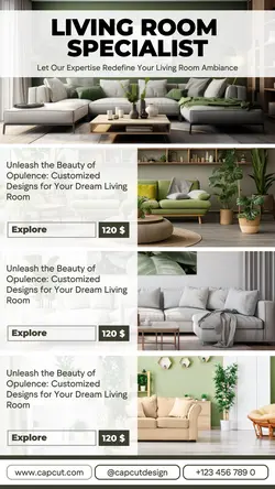 Minimalist living room Designer business template design for Instagram Story