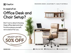 Furniture Office Desk and Chair Setup Promotion Instagram Story