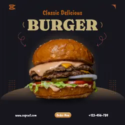 Classic Delicious Burger Instagram Post