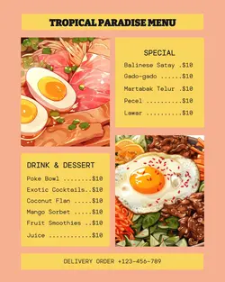 Food Tropical Paradise Menu
