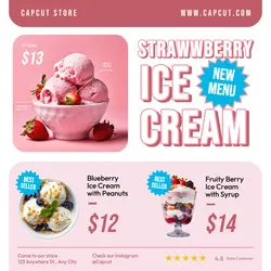 Ice Cream Strawberry Instagram Post