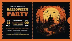 Ticket Invitation Halloween Party for Social Media Cover