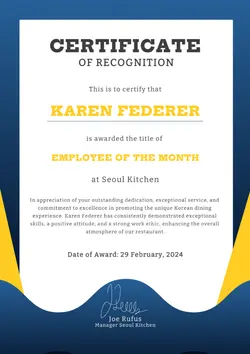 Non-Marketing Award Certificate