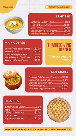 Food Thanksgiving Dinner Menu Instagram Story