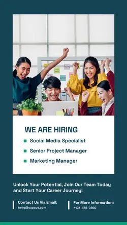 Dark Tosca Modern Job hiring Instagram Story