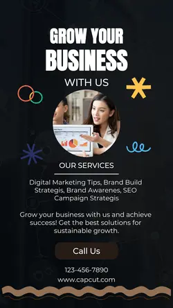 Black Modern Grow Your Business Instagram Story