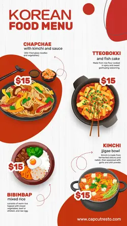 Food & Beverages Korean Menu Product DIsplay
