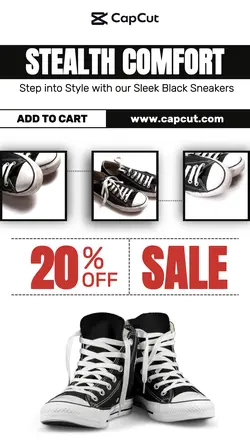 Fashion Black Sneakers Product Promotion Instagram Black and White
