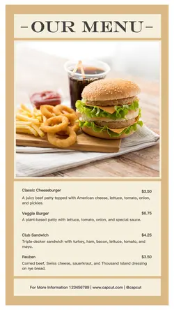 Food American Food Menu Instagram Story