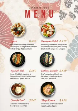 Non-Marketing Menu-Japanese Restaurant