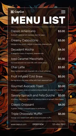 Cafe Menu List Tiktok Post