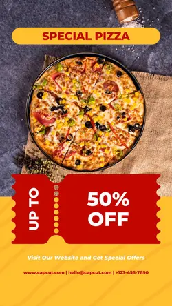 Yellow Coupon Food and Beverage Pizza Promo Instagram Story