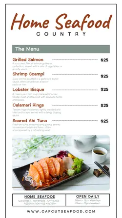 Food and Beverage Menu Restaurant