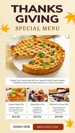 Thanksgiving Special Menu Instagram Story