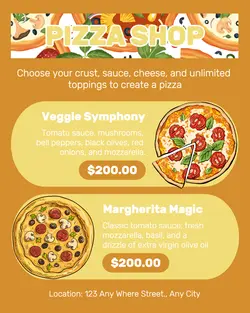 Pizza Shop Menu