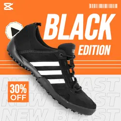 Fashion Shoes Black Instagram Post Orange Black
