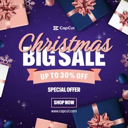 Blue Gifts Christmas Big Sale Template